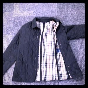 Black quilted Burberry jacket.